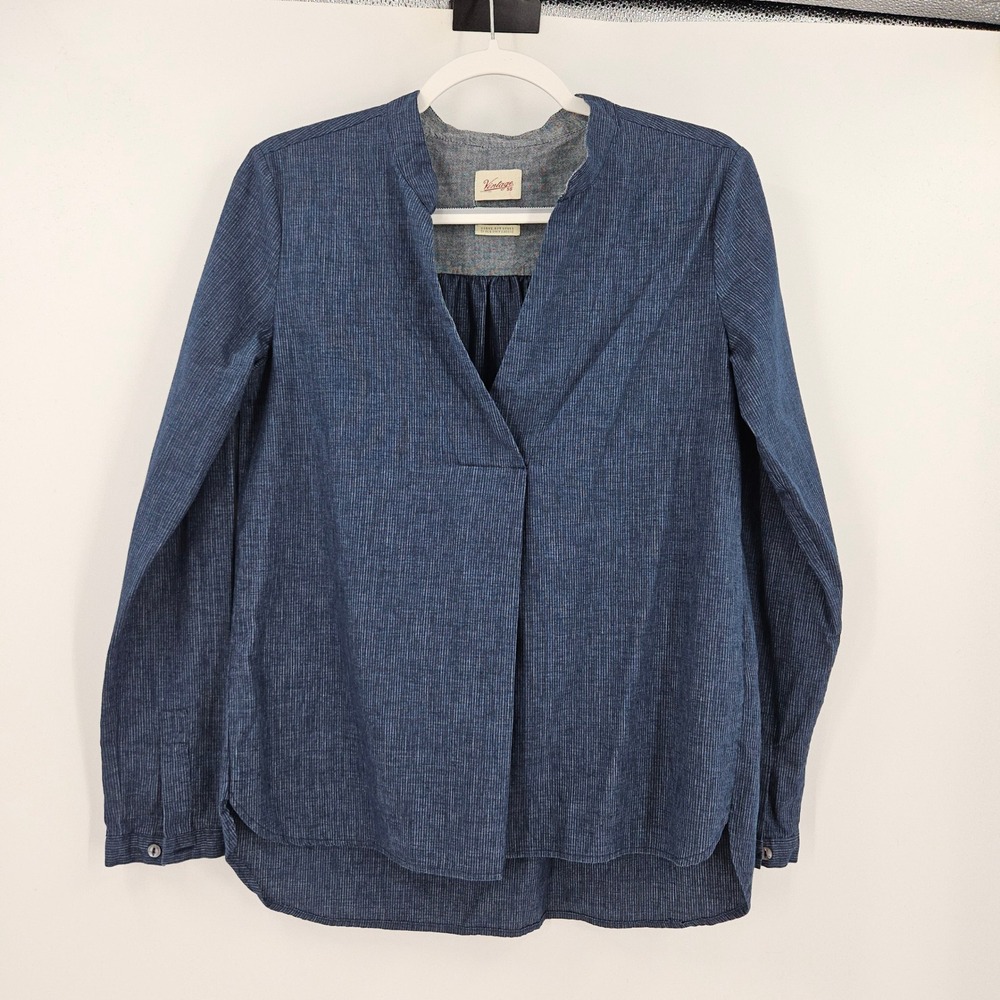 Vintage55 Chambray Italian Workwear Shirt Blue Linen Designer Utility Size 44